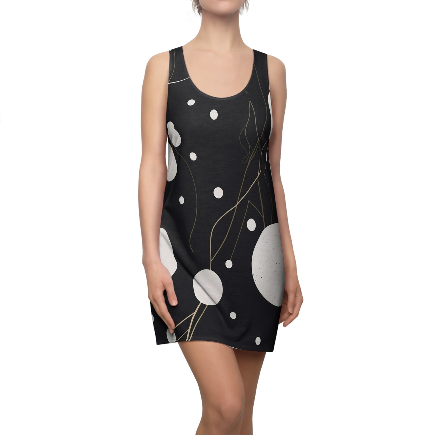 Chic Women's Racerback Dress with Abstract Polka Dots - Perfect for Summer Outings