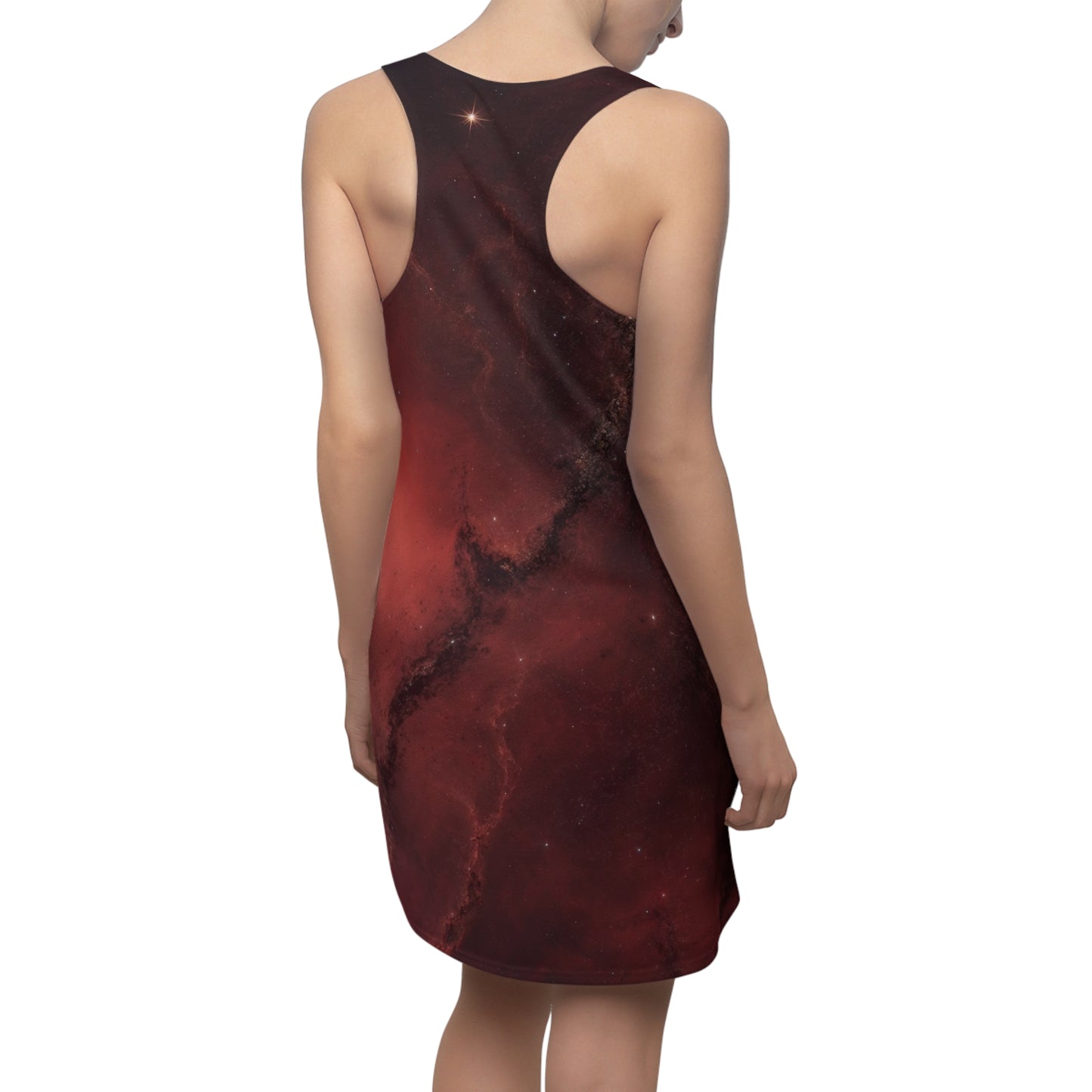 Cosmic Racerback Dress - Women's Galaxy Print for Summer Nights