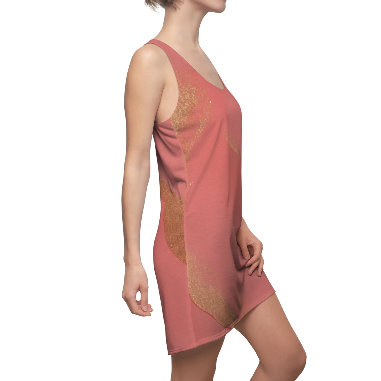 Wave Whisper Gold Racerback Dress