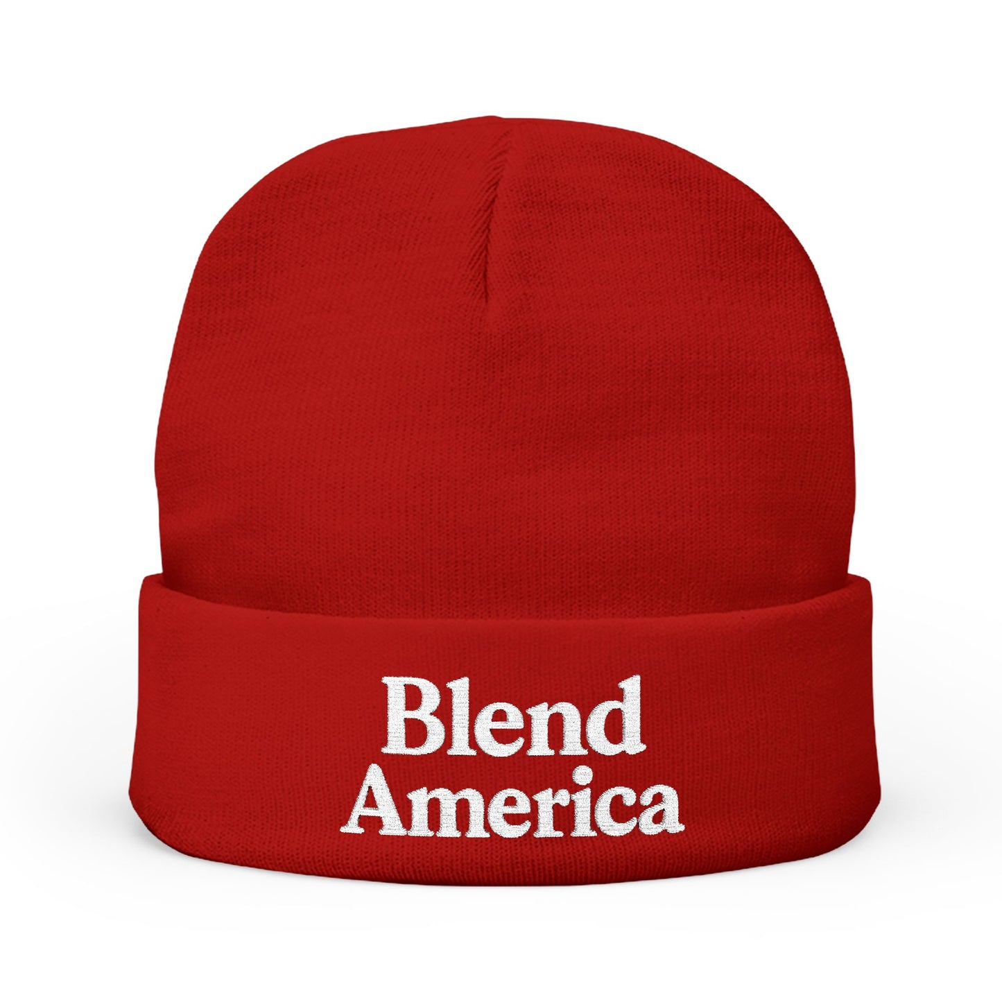 Cozy Knit Beanie with 'Blend America' Embroidery, Winter Accessory, Holiday Gift, Beanie for All Seasons, Stylish Warmth