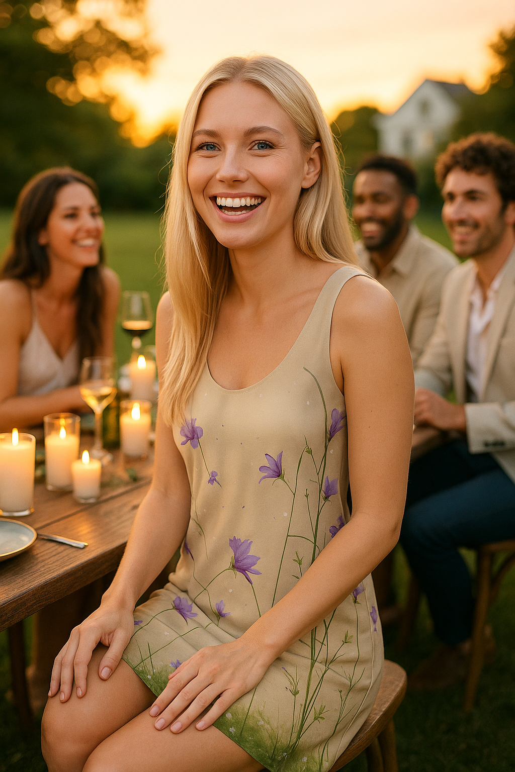 Floral Racerback Dress for Women - Spring/Summer Outdoor Wear
