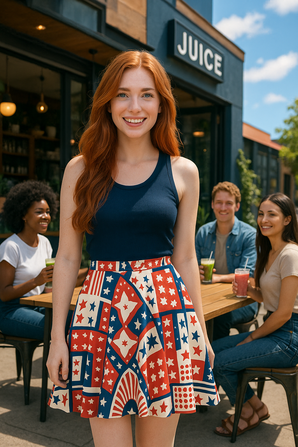 Patriotic Women's Skater Skirt - Red, White & Blue Design for Celebrations