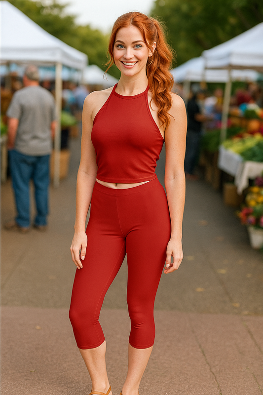 Chic Women's Capri Leggings, Stylish Athletic Pants, Perfect for Yoga, Fitness, Casual Wear, Summer Outfits, Trendy AOP Design