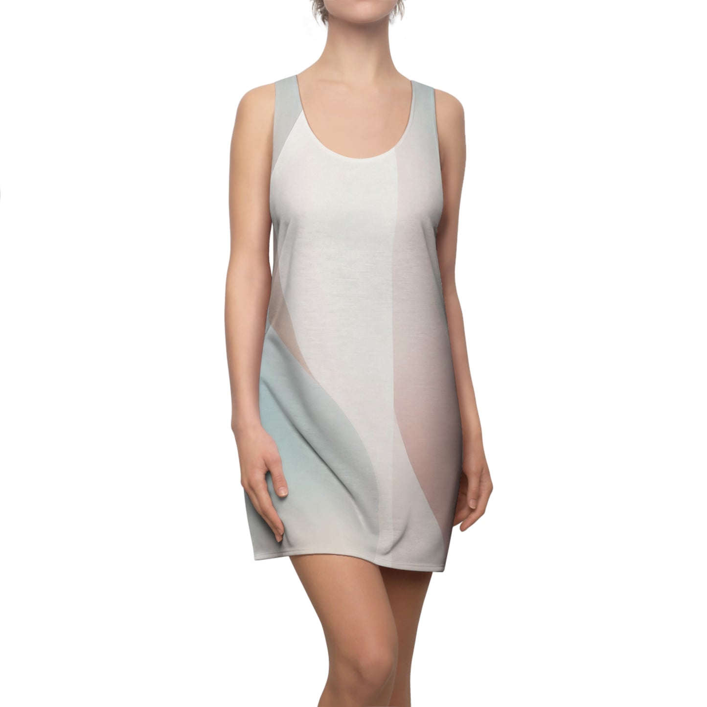 Chic Women's Racerback Dress with Abstract Wave Design