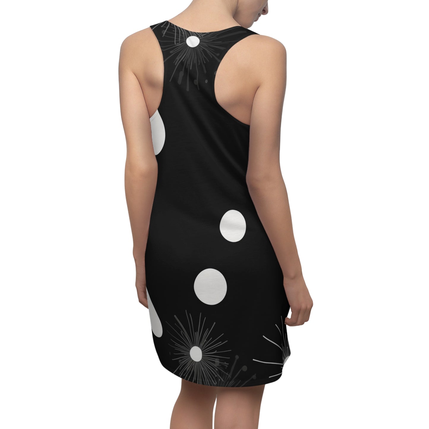 Chic Black and White Racerback Dress for Women - Stylish Polka Dot Design