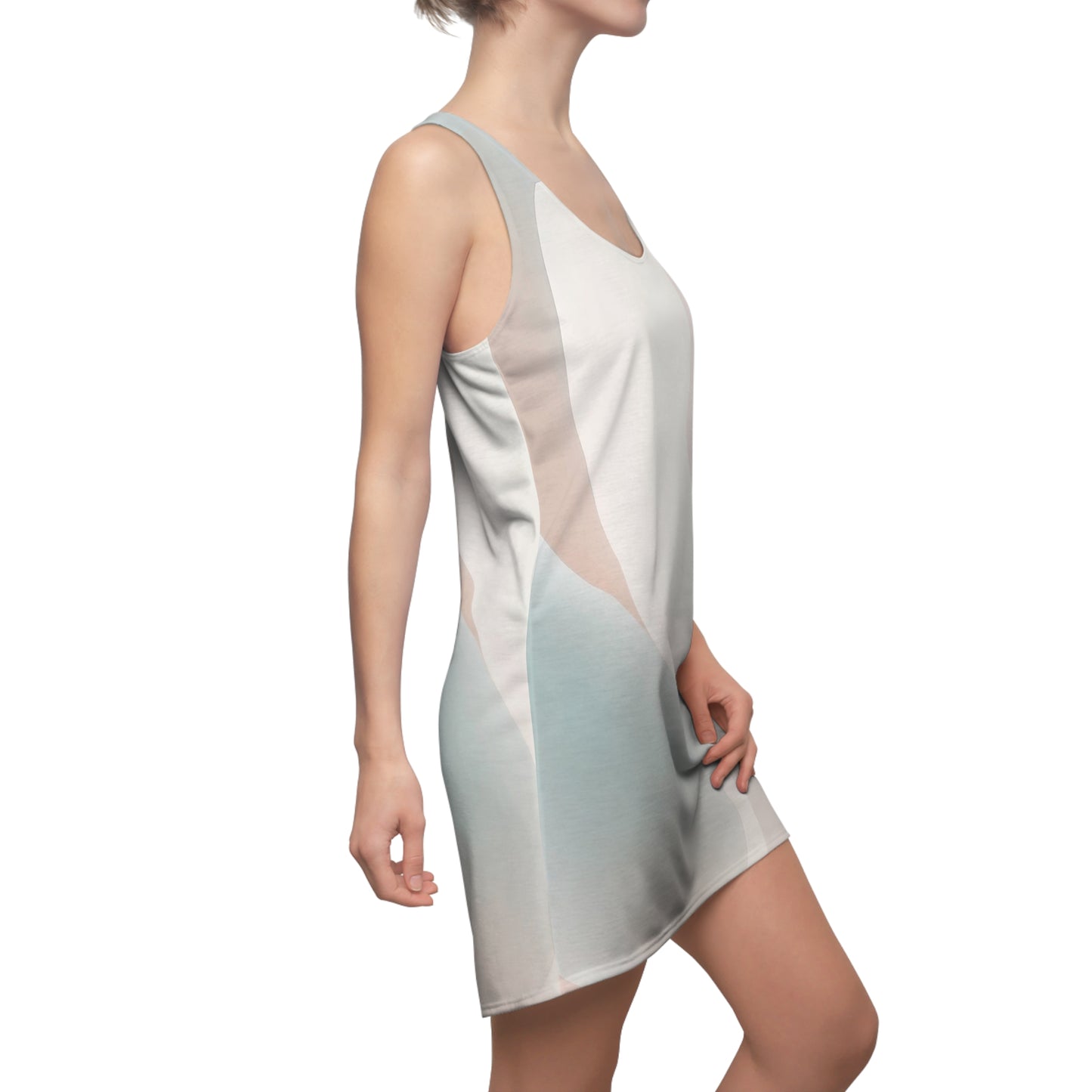 Chic Women's Racerback Dress with Abstract Wave Design