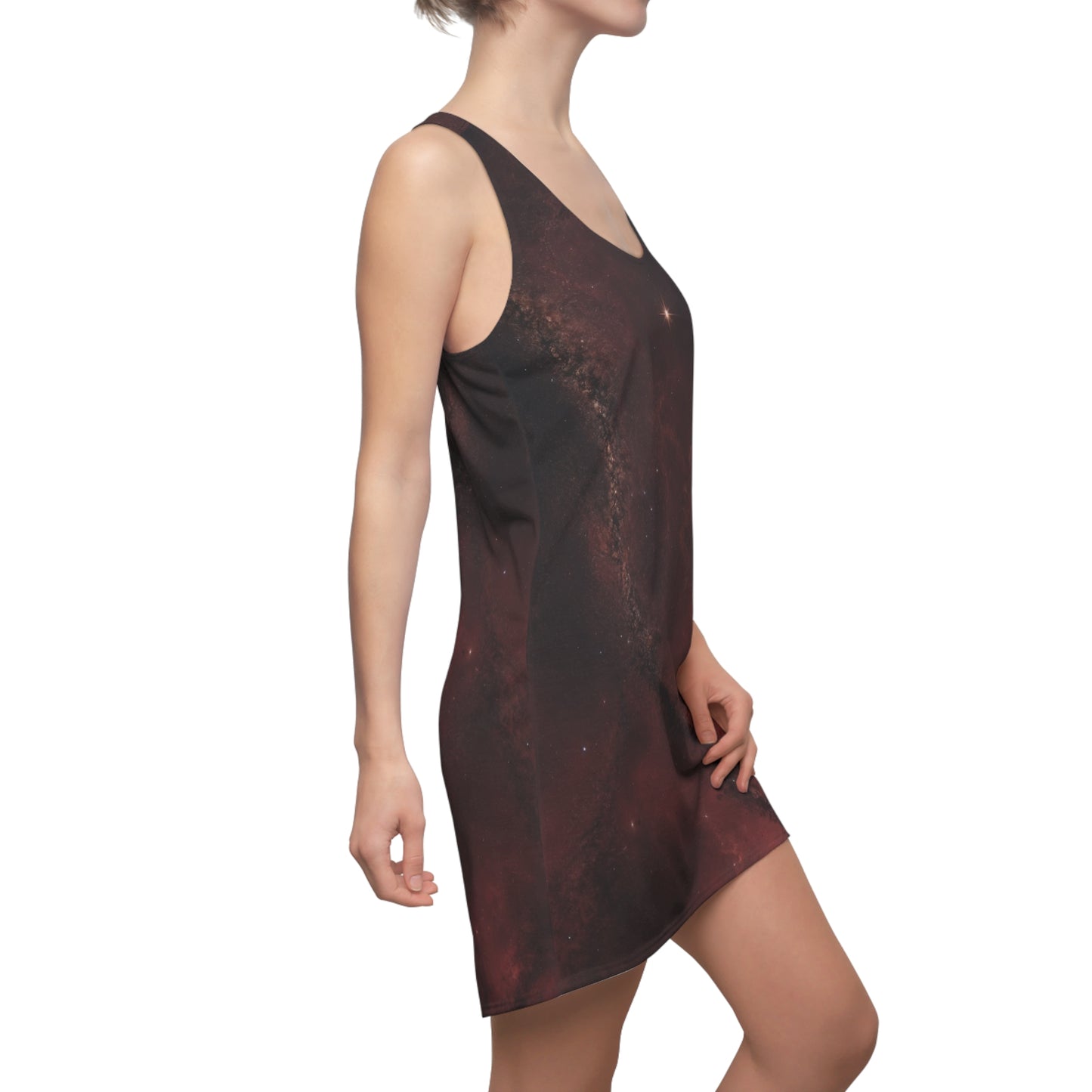 Cosmic Racerback Dress - Women's Galaxy Print for Summer Nights