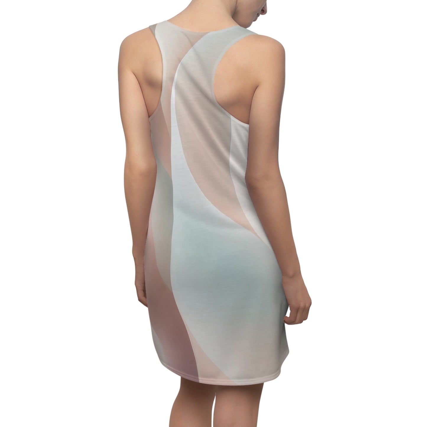 Chic Women's Racerback Dress with Abstract Wave Design