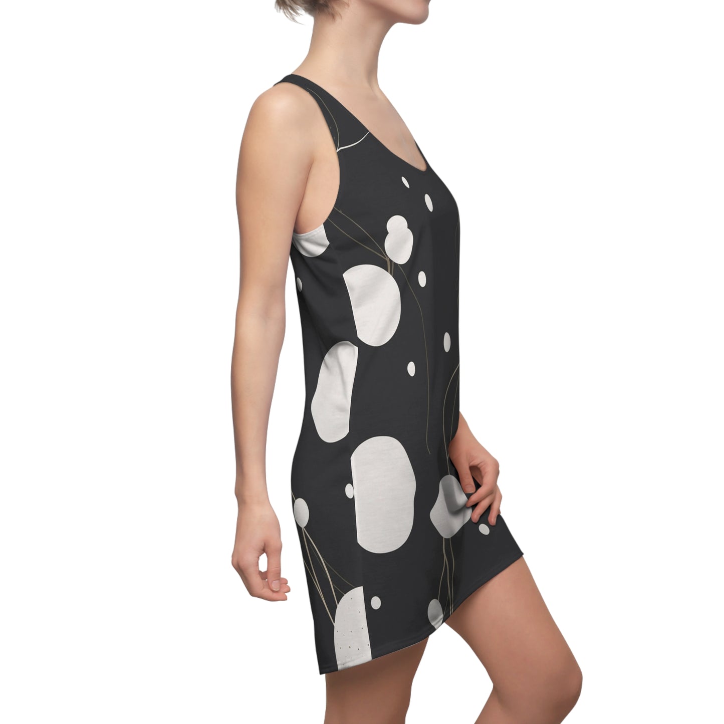 Chic Women's Racerback Dress with Abstract Polka Dots - Perfect for Summer Outings