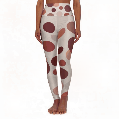 Chic High Waisted Yoga Leggings with Polka Dot Design - Comfortable, Stylish Activewear for Fitness Enthusiasts
