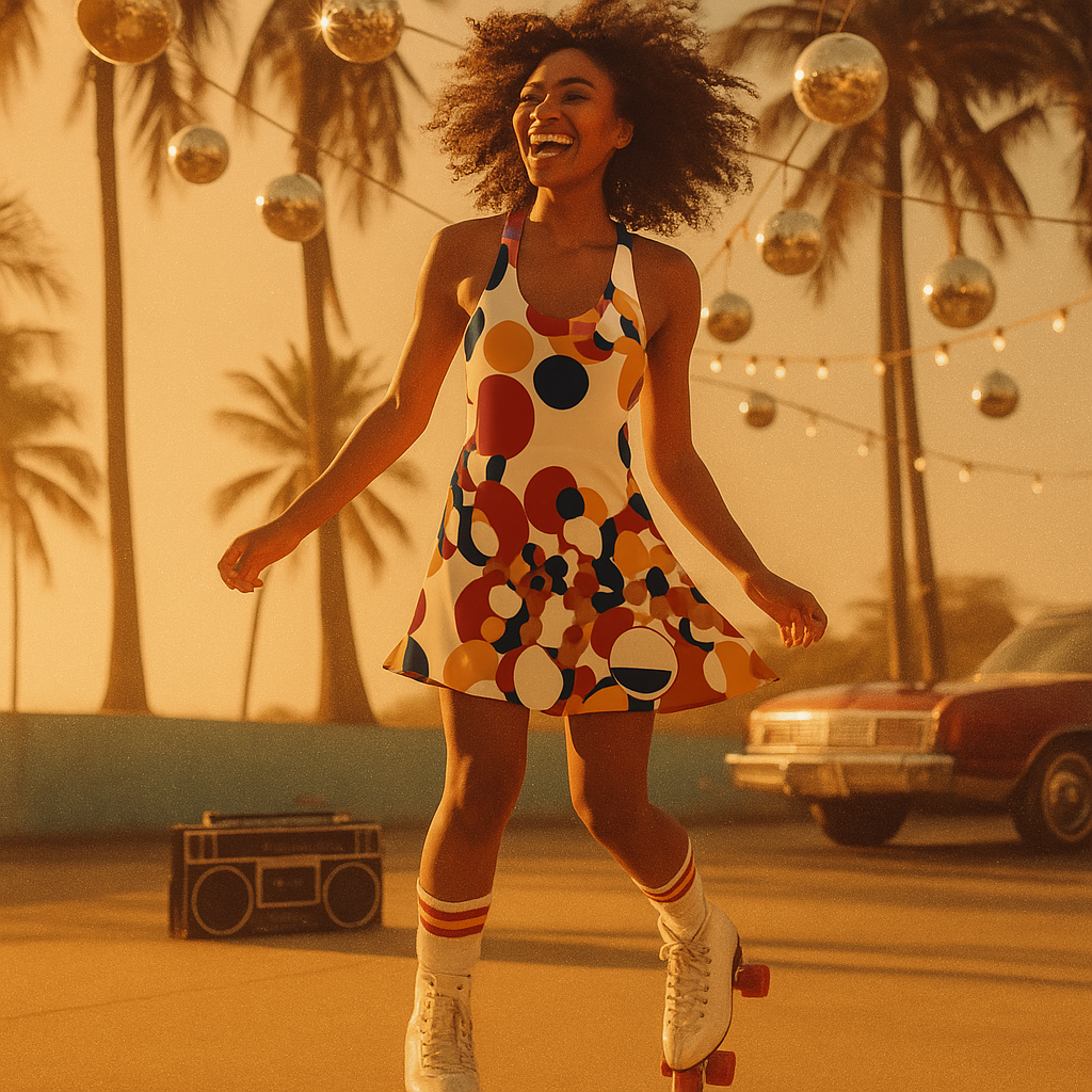 Vibrant Circle Pattern Racerback Dress, Summer Casual Dress, Beachwear, Festival Outfit, Boho Dress, Unique Stylish Dress