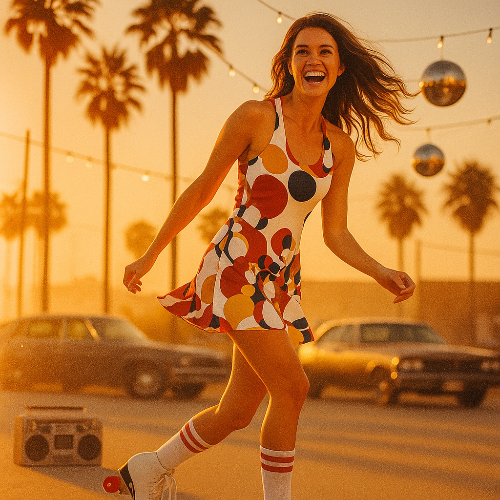 Vibrant Circle Pattern Racerback Dress, Summer Casual Dress, Beachwear, Festival Outfit, Boho Dress, Unique Stylish Dress