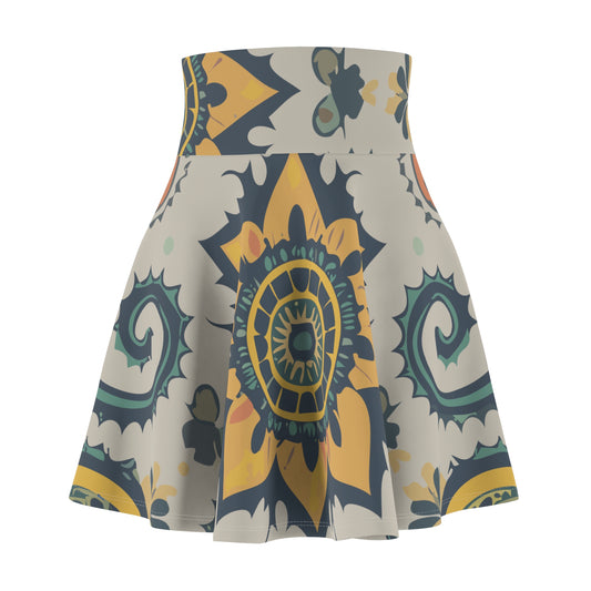 Boho Chic Women's Skater Skirt - Floral Print for Summer Outings