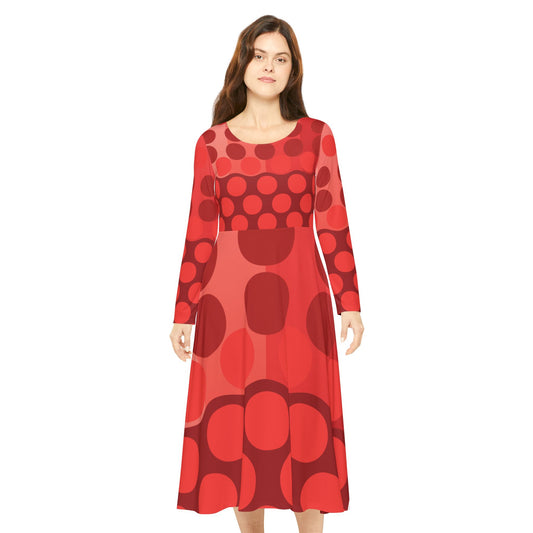 Chic Polka Dot Women's Long Sleeve Dance Dress for Parties and Celebrations