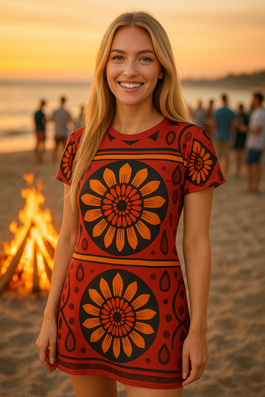 Vibrant Floral T-Shirt Dress for Summer Festivals & Casual Outings