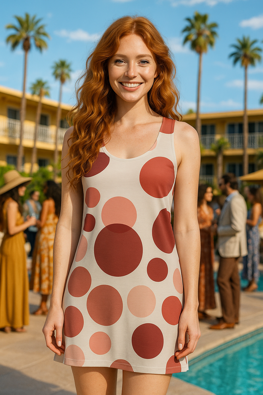 Trendy Women's Cut & Sew Racerback Dress - Stylish Polka Dot Design for Summer Outings