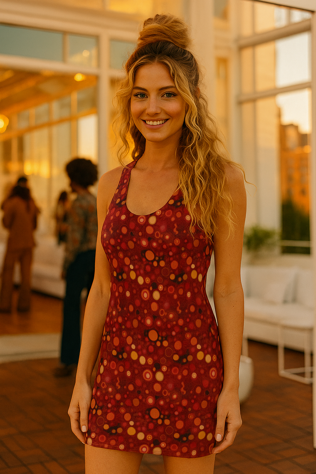 Vibrant Circle Pattern Racerback Dress for Women, Casual Summer Dress, Beachwear, Party Outfit, Outdoor Activities, Gift for Her