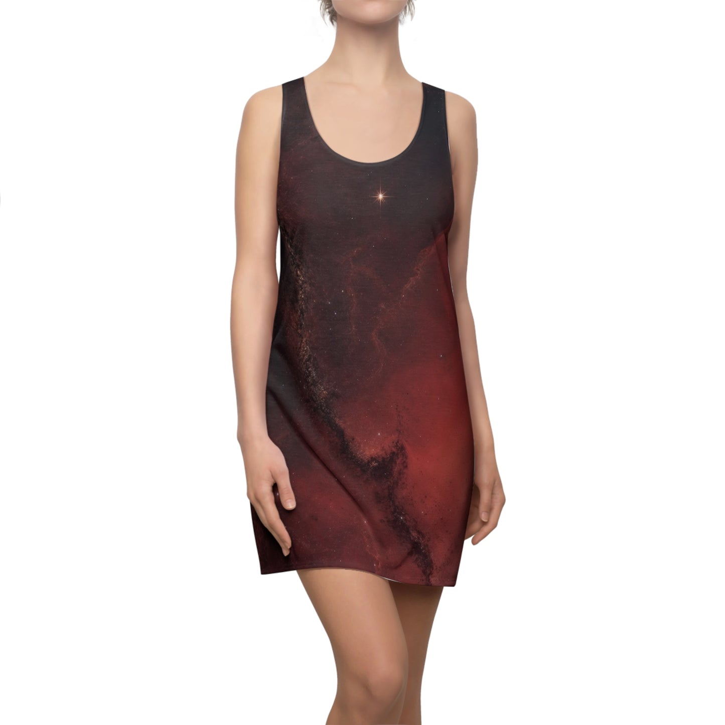 Cosmic Racerback Dress - Women's Galaxy Print for Summer Nights