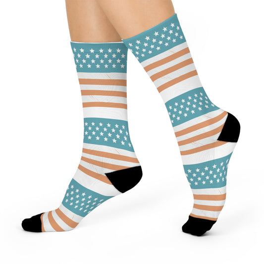 Patriotic Cushioned Crew Socks - Comfortable Star-Striped Design