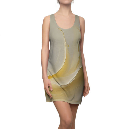 Elegant Women's Cut & Sew Racerback Dress with Artistic Design