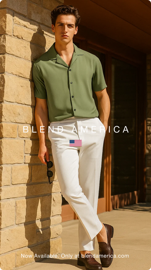 Men's Sage Green Hawaiian Camp Shirt – Breezy Summer Vibes for Beach Days, Vacations & Luaus