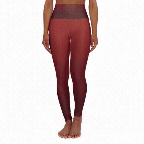 High Waisted Red Gradient Yoga Leggings - Comfortable & Stylish Activewear for Fitness Enthusiasts