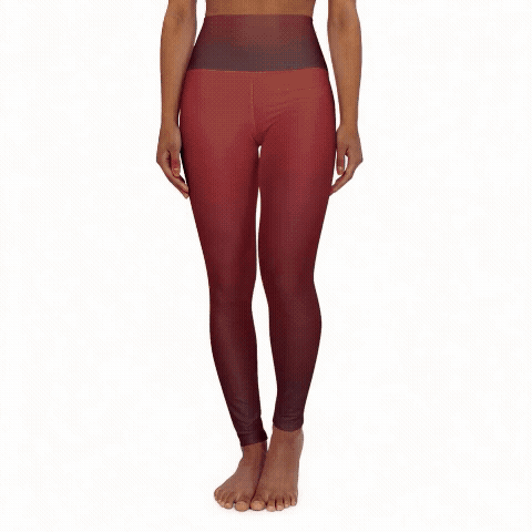 High Waisted Red Gradient Yoga Leggings - Comfortable & Stylish Activewear for Fitness Enthusiasts