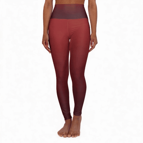 High Waisted Red Gradient Yoga Leggings - Comfortable & Stylish Activewear for Fitness Enthusiasts