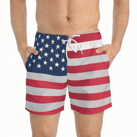 Patriotic American Flag Swim Trunks for Summer Fun
