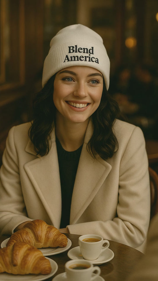 Knit Beanie with 'Blend America' Embroidery - Cozy Winter Hat, Stylish Knit Cap, Perfect Gift for Him/Her, Casual Accessory, Holiday Beanie