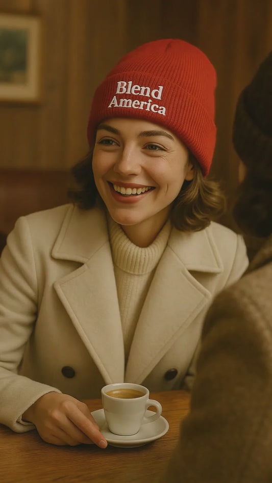 Cozy Knit Beanie with 'Blend America' Embroidery, Winter Accessory, Holiday Gift, Beanie for All Seasons, Stylish Warmth