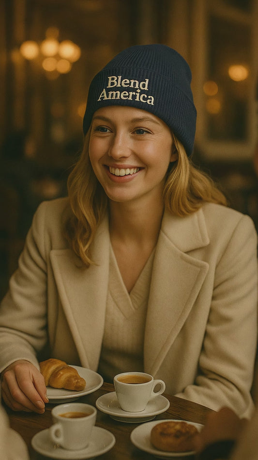 Cozy Knit Beanie with 'Blend America' Embroidery, Winter Hat, Gift for Him & Her, Handmade Beanie, Trendy Accessory, Unisex Headwear